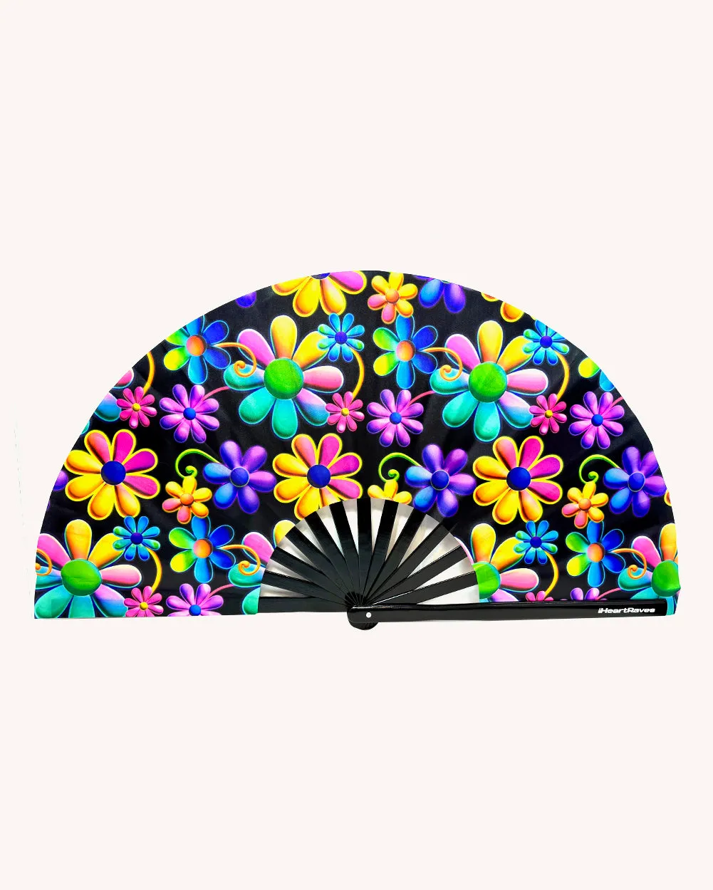 Psychodelic Daisy UV Reactive Hand Fan sold by iHeartRaves