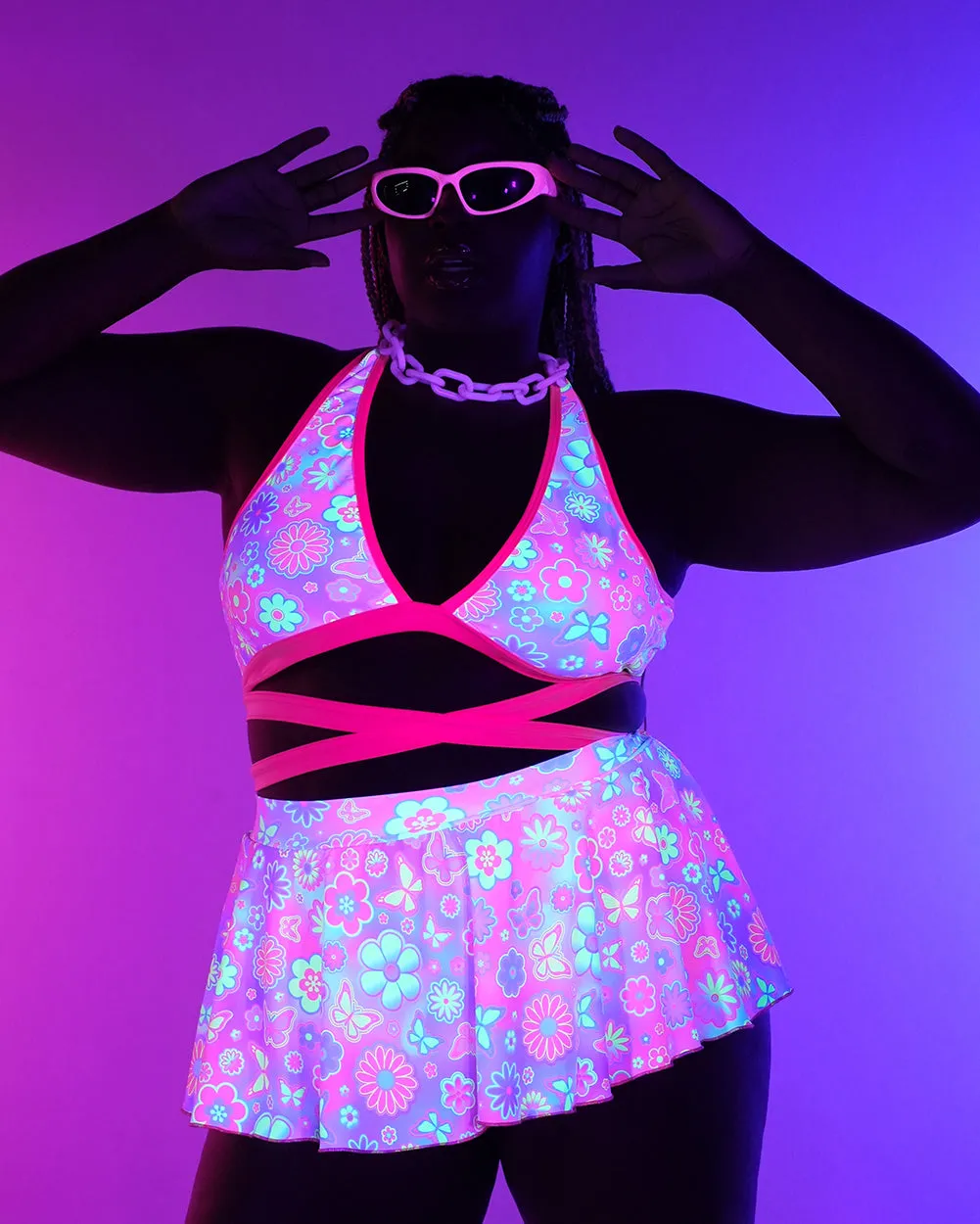 Rolita Couture x iHR Lucid Garden Cross Halter Top Outfit sold by iHeartRaves