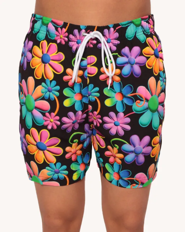 Psychodelic Daisy Camp Shorts sold by iHeartRaves