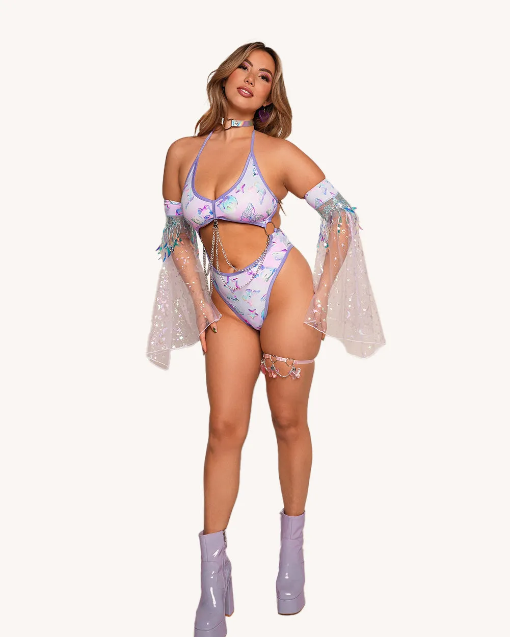 Rolita Couture x iHR Cosmic Chrome Punk Princess Bodysuit sold by iHeartRaves product image thumbnail 4