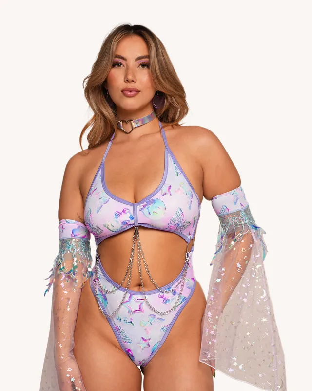 Rolita Couture x iHR Cosmic Chrome Punk Princess Bodysuit sold by iHeartRaves