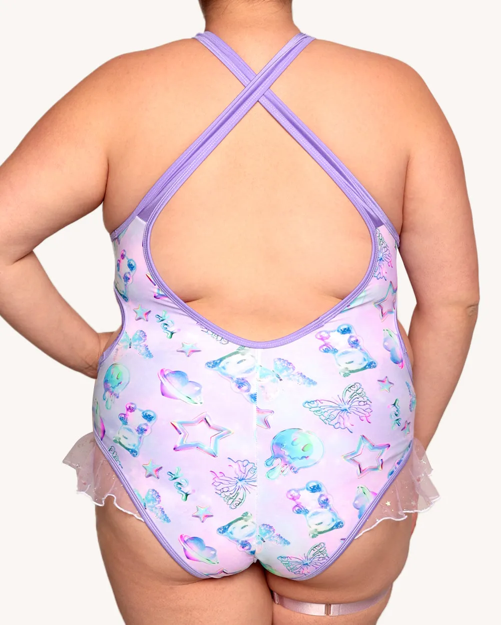 Rolita Couture x iHR Cosmic Chrome Ruffle Bodysuit sold by iHeartRaves product image thumbnail 5