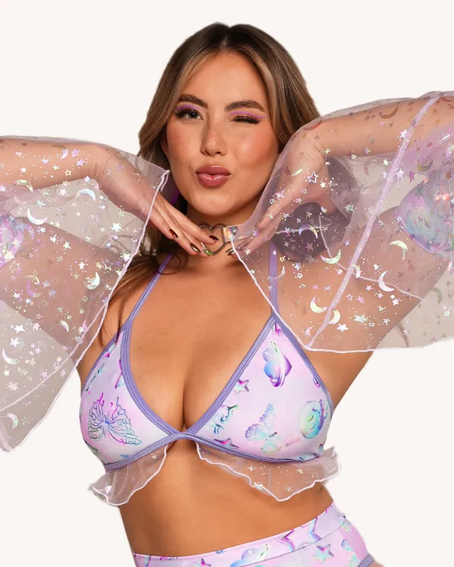 Rolita Couture x iHR Cosmic Chrome Ruffle Top sold by iHeartRaves