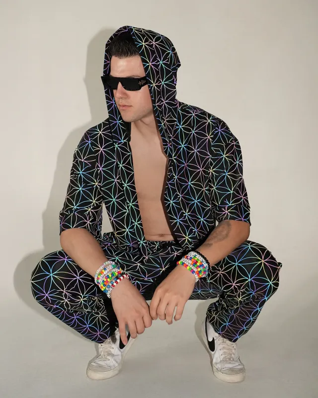 Glowkeeper Rainbow Reflective Hooded Robe made by iHeartRaves