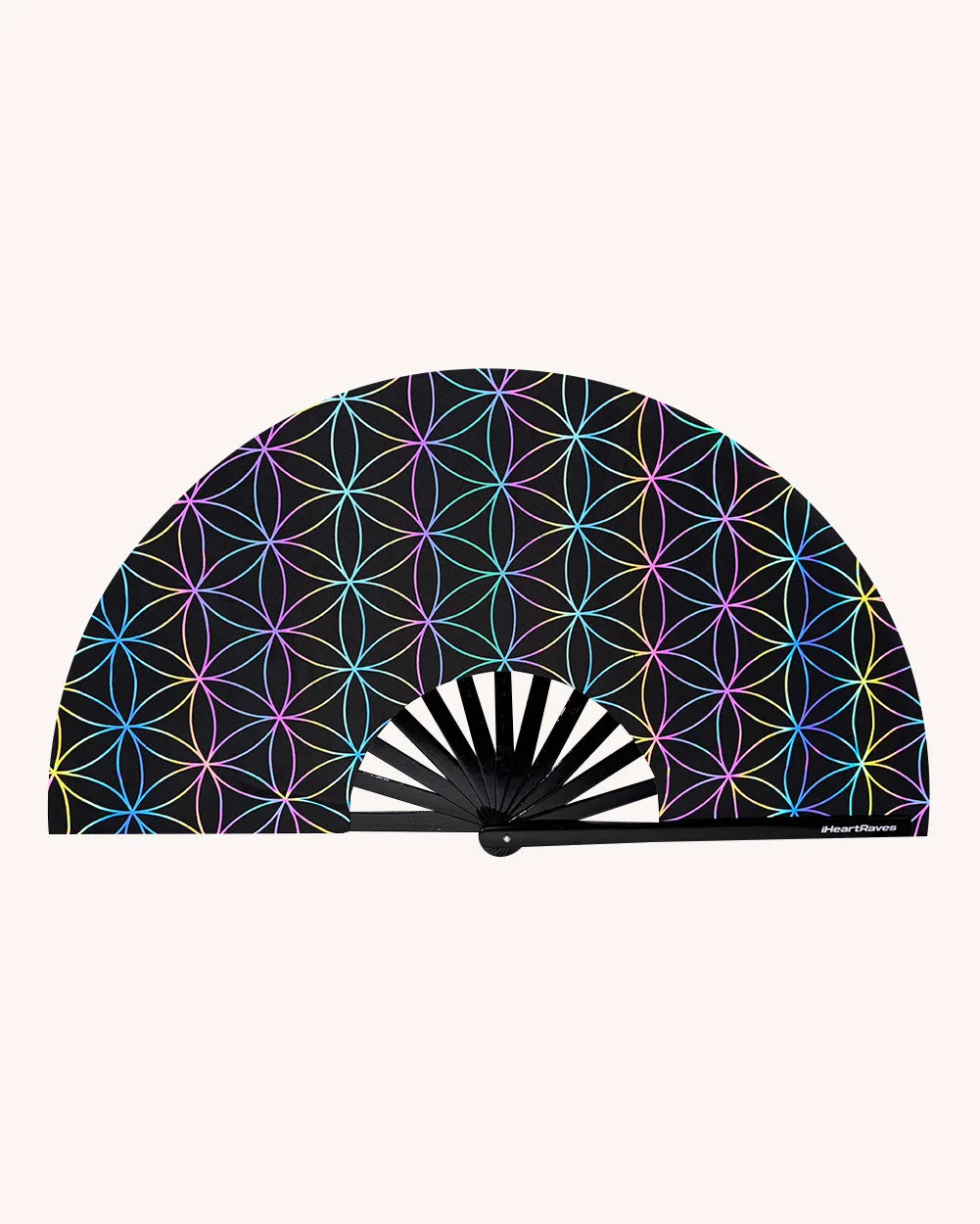 Glowkeeper Rainbow Reflective Hand Fan sold by iHeartRaves