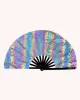 Secret Life of Mushroom Rainbow Reflective Hand Fan sold by iHeartRaves