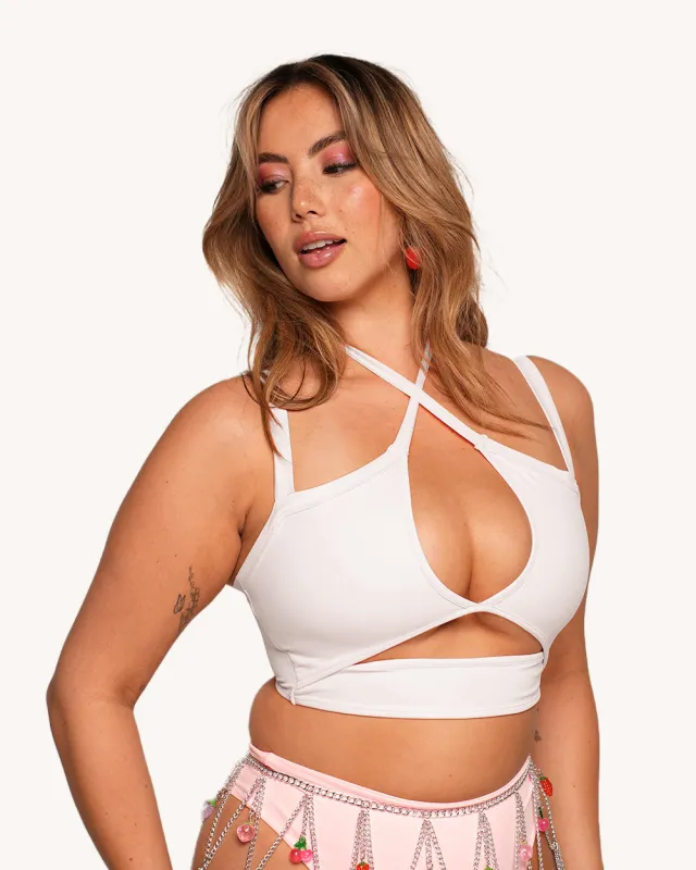 Rave & Repeat Halter Top - White sold by iHeartRaves