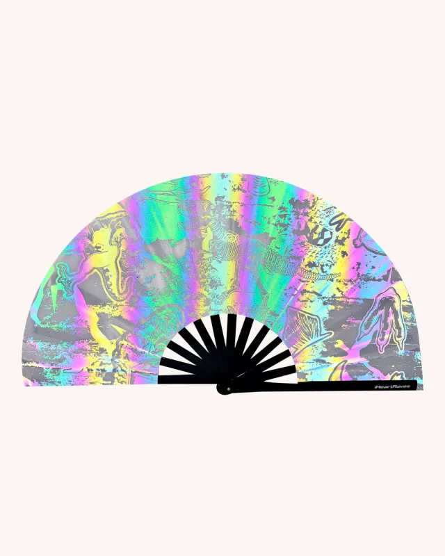 Reckless White Reflective Hand Fan sold by iHeartRaves