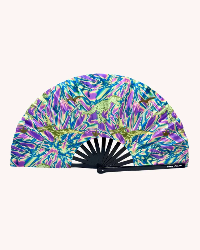 Dino Daze UV Reactive Hand Fan sold by iHeartRaves