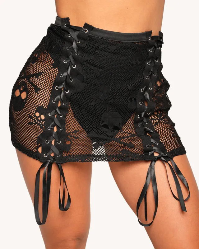 Fizzi Pop x iHR Heartcore Fishnet Mini Skirt sold by iHeartRaves