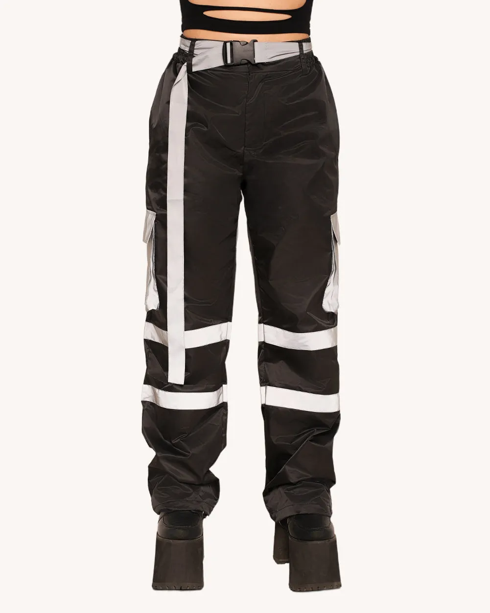 Post-Party Glow Reflective Wide Legged Pants sold by iHeartRaves product image thumbnail 2