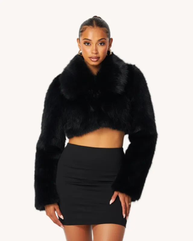 After Dark Cropped Fur Jacket sold by iHeartRaves