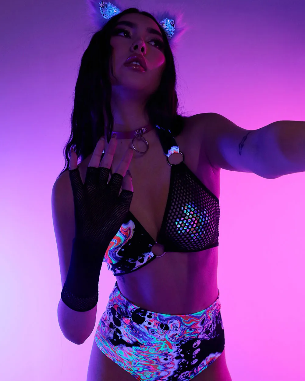 Dark Delights Fishnet Arm Warmers sold by iHeartRaves product image thumbnail 2