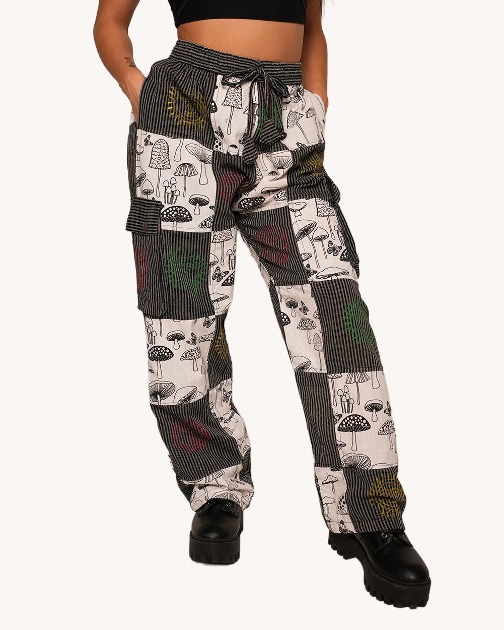 Just A Fun-Gi Patchwork Pants sold by iHeartRaves