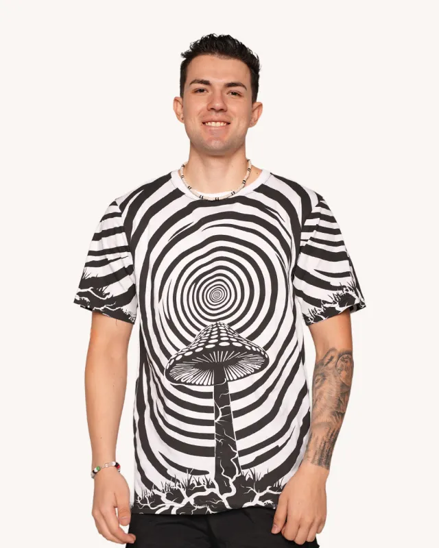 Vivid Vortex Swirly Mushroom Tee sold by iHeartRaves
