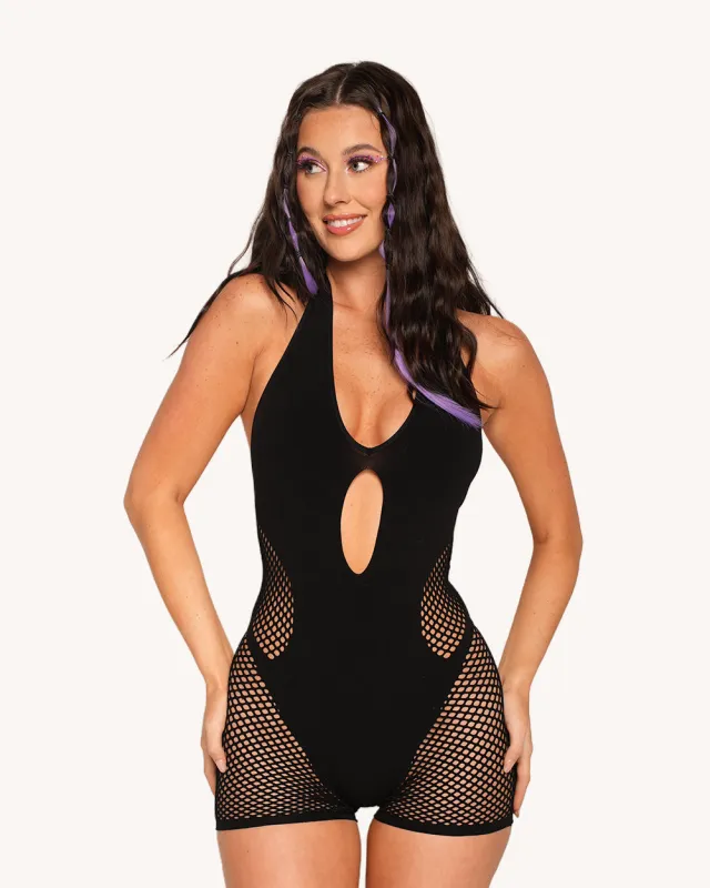 Miss Behaving Fishnet Romper made by iHeartRaves