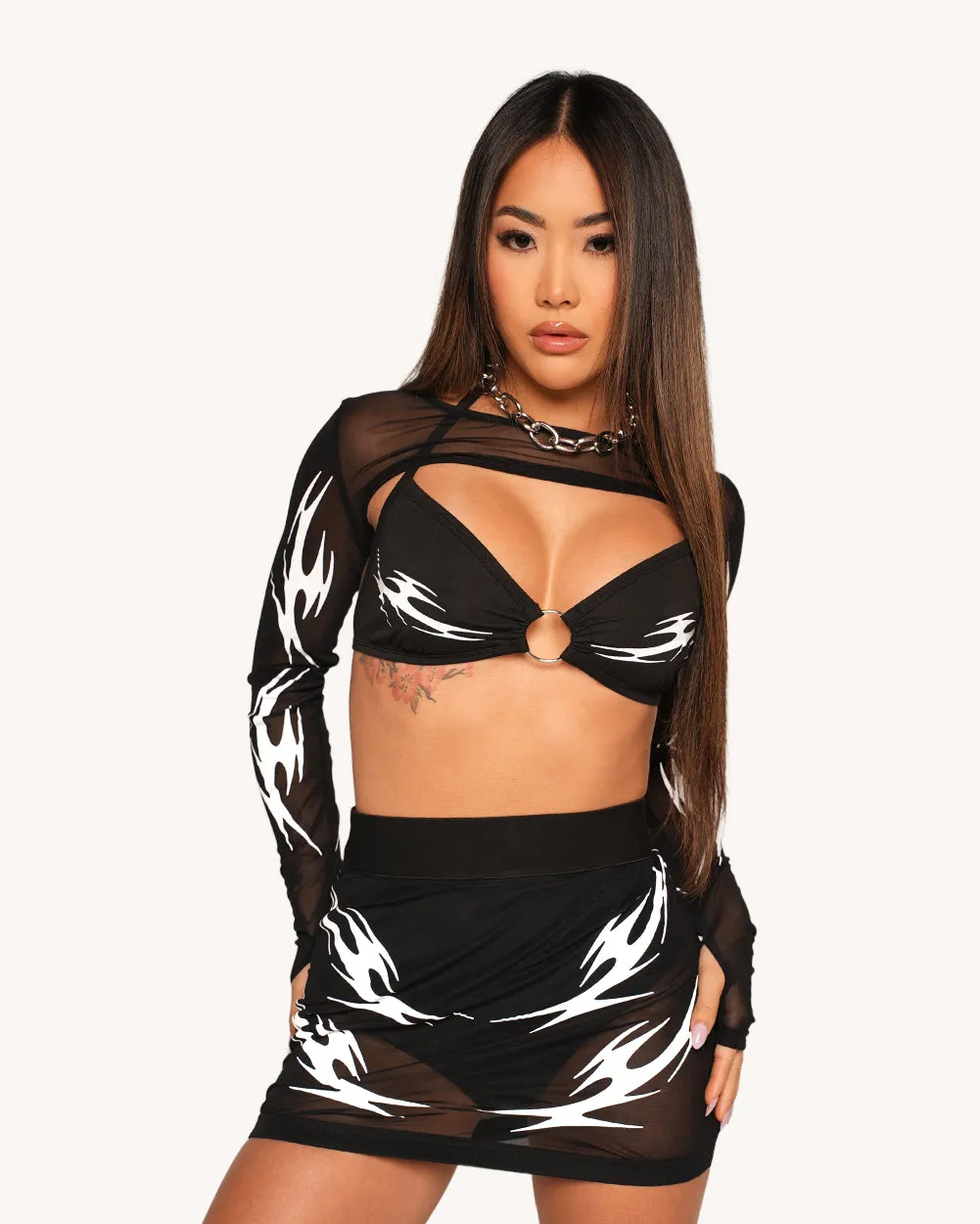 Coded in Chaos Reflective Ultra Crop Top sold by iHeartRaves product image thumbnail 3