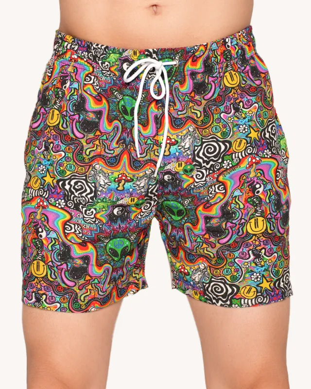 Trippydraws x iHR Funky Mind Camp Shorts sold by iHeartRaves