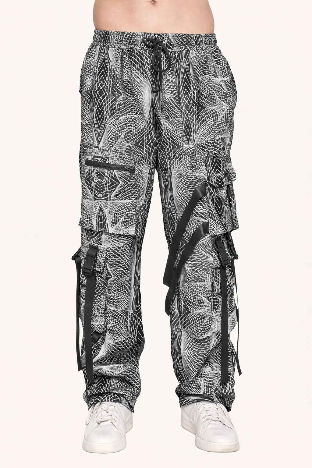 Flashbang Silver Reflective Cargo Joggers sold by iHeartRaves
