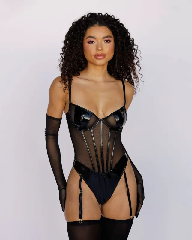 Power Move Vinyl Mesh Bodysuit sold by iHeartRaves