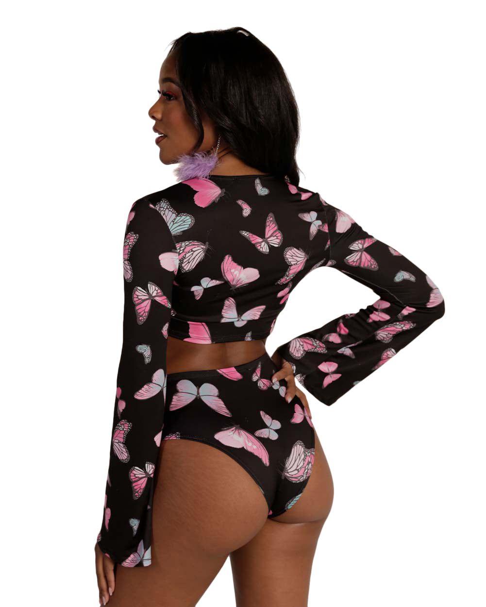 Cloudy Butterfly Dreamz Tie-Front Long Sleeve Top sold by iHeartRaves product image thumbnail 5