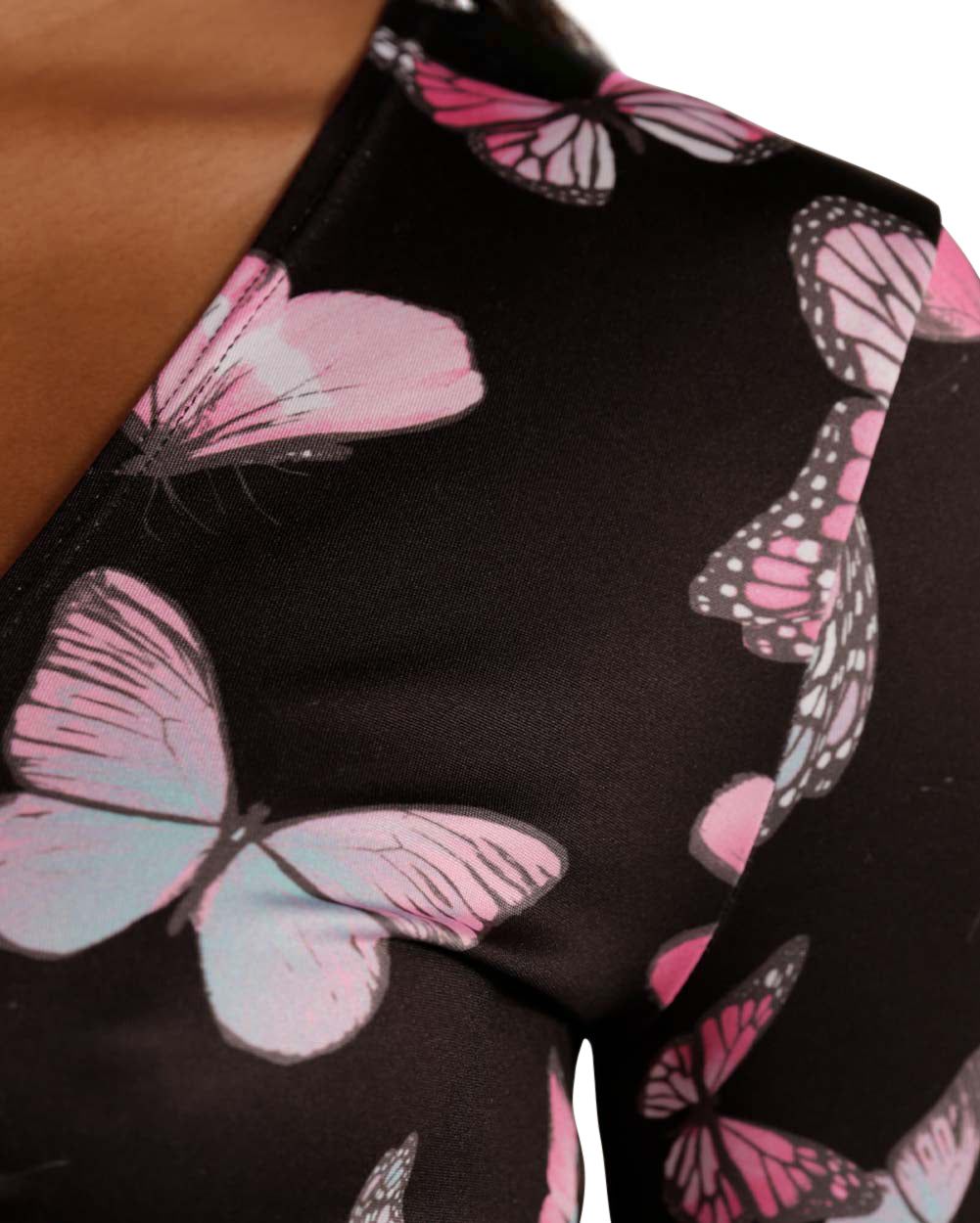 Cloudy Butterfly Dreamz Tie-Front Long Sleeve Top sold by iHeartRaves product image thumbnail 2