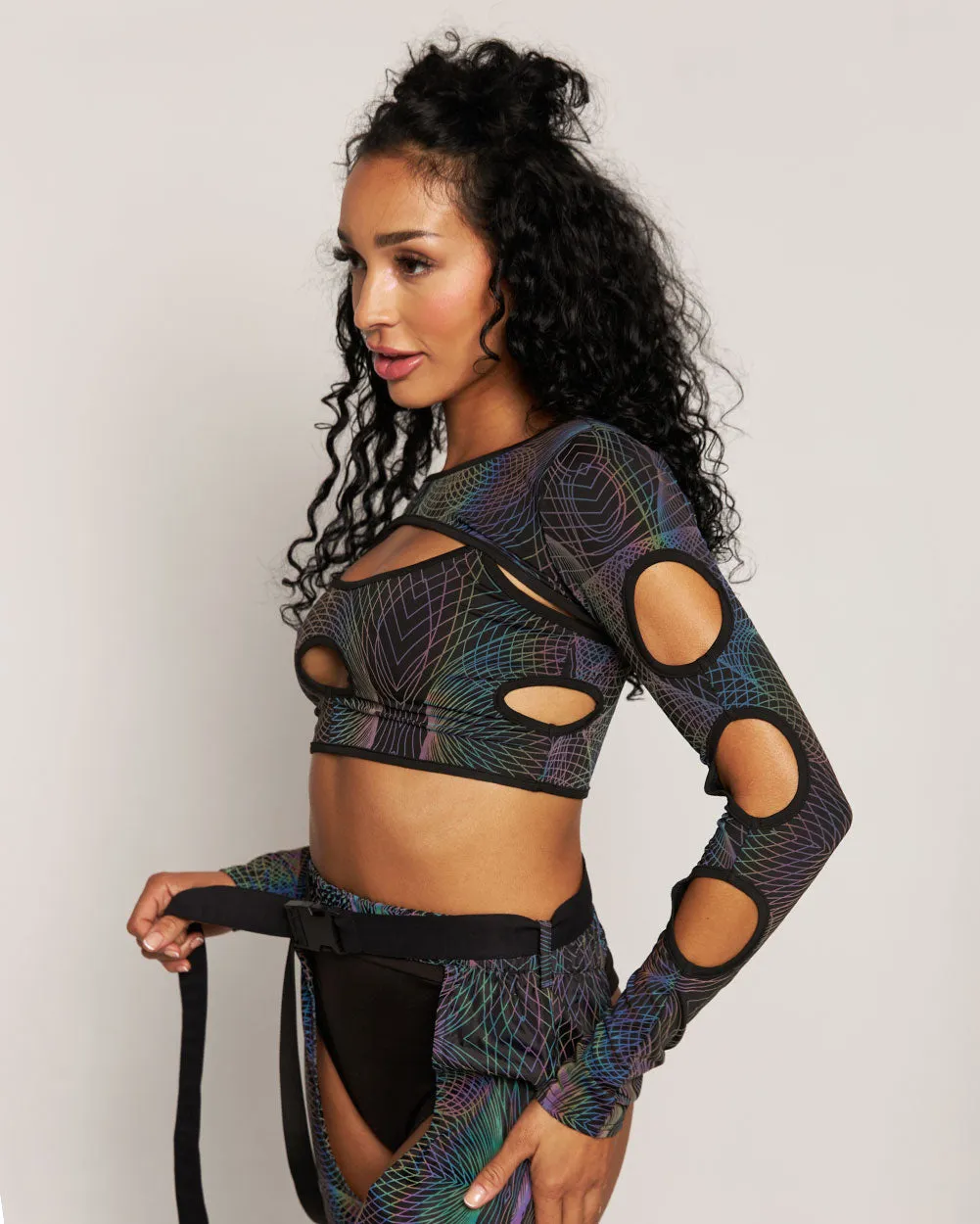 Deep Night Rainbow Reflective Cutout Ultra Crop Top sold by iHeartRaves product image thumbnail 4