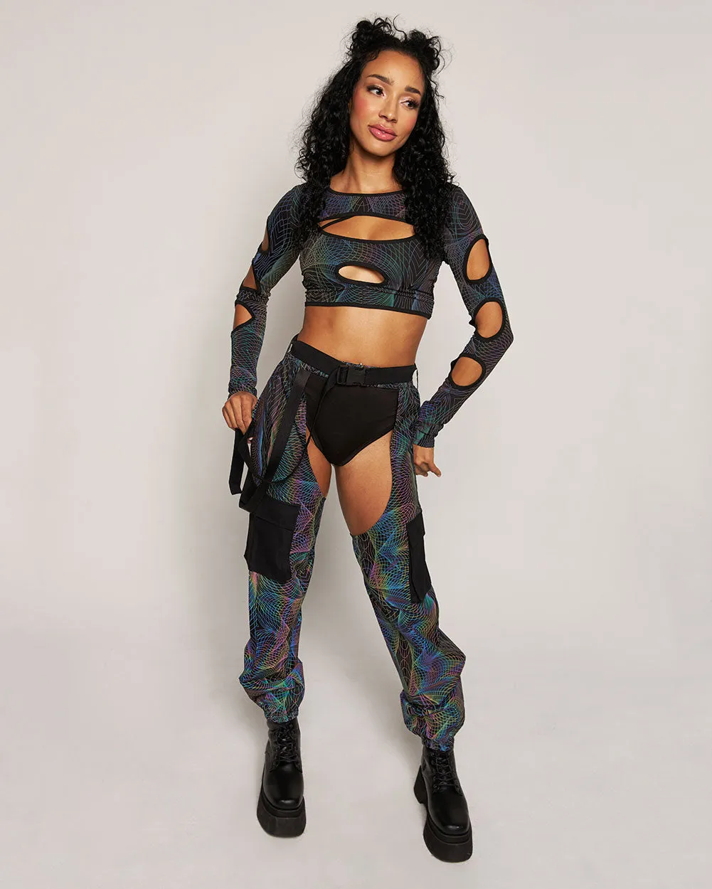 Deep Night Rainbow Reflective Cutout Ultra Crop Top sold by iHeartRaves product image thumbnail 5