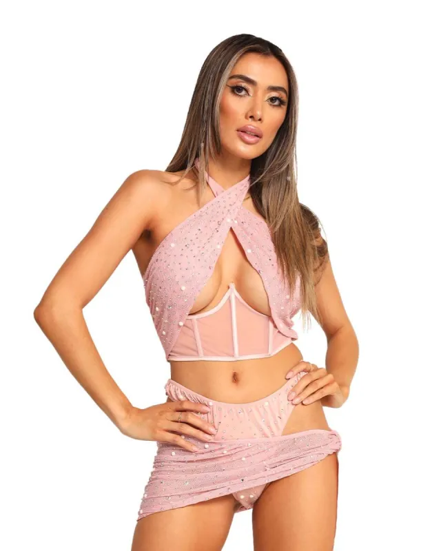 Adore You Rhinestone-Studded Three Piece Set sold by iHeartRaves