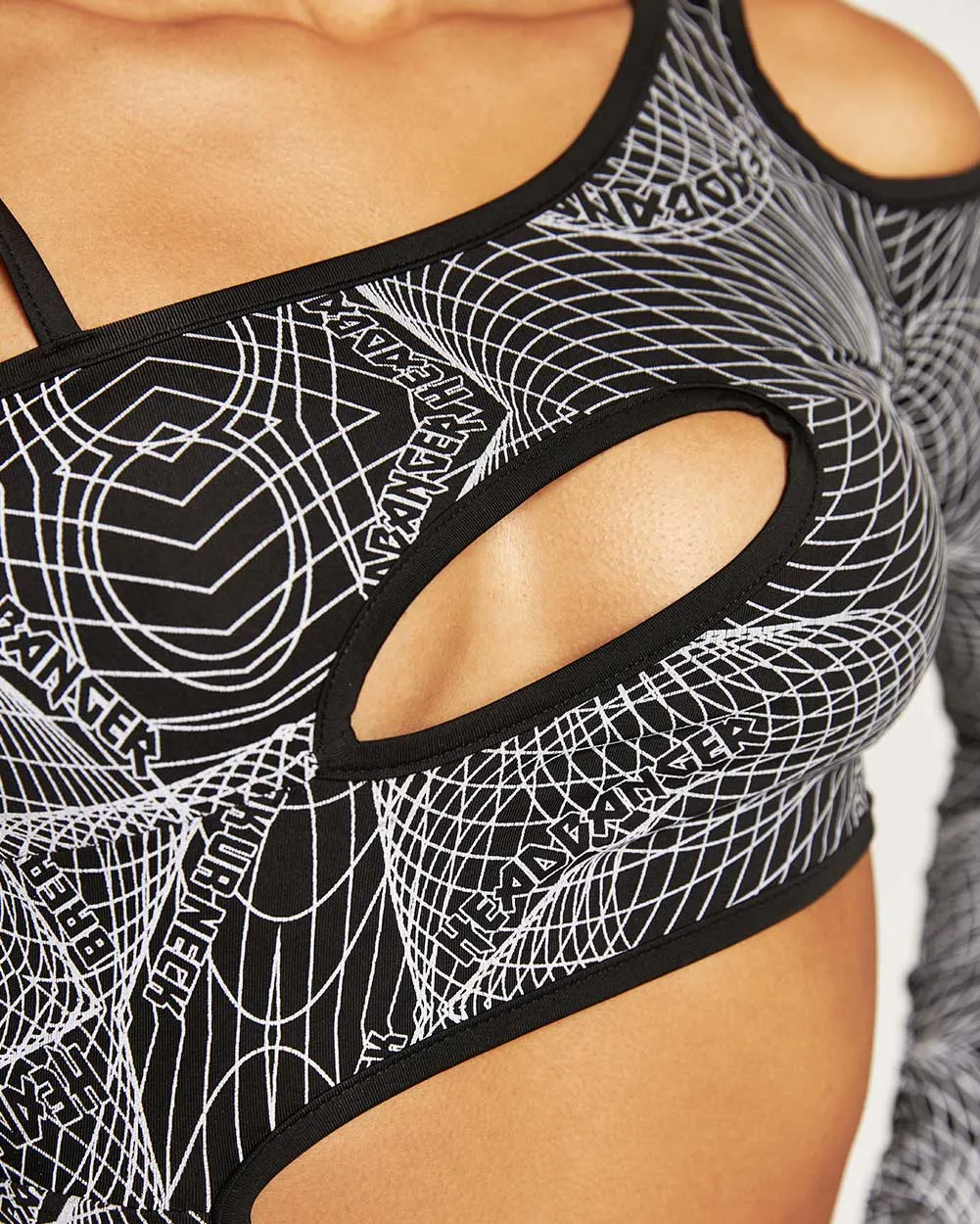 Break Ya Neck Headbanger Reflective Cutout Bodysuit sold by iHeartRaves product image thumbnail 2