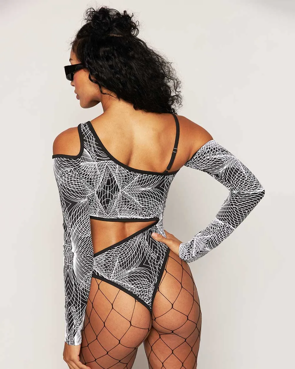 Break Ya Neck Headbanger Reflective Cutout Bodysuit sold by iHeartRaves product image thumbnail 4