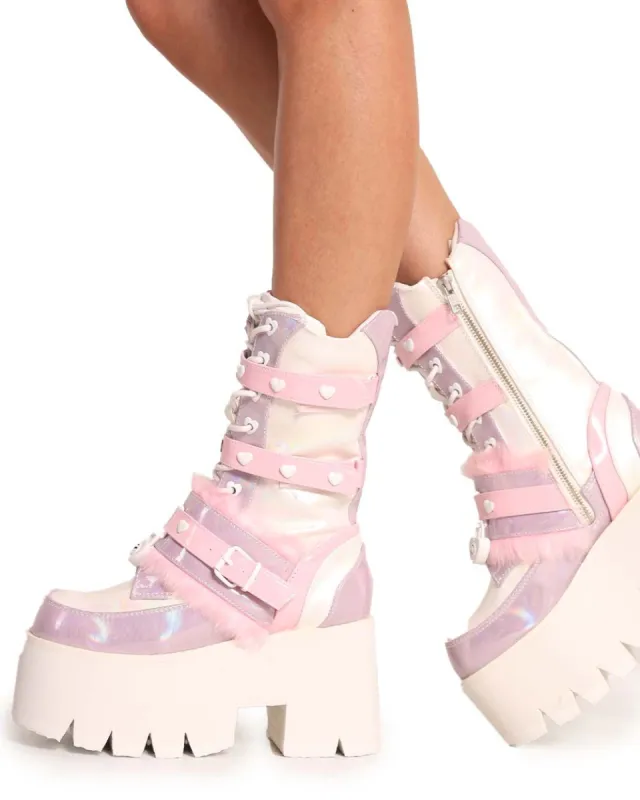 Demonia Cutie Pie Holo Platform Boots sold by iHeartRaves