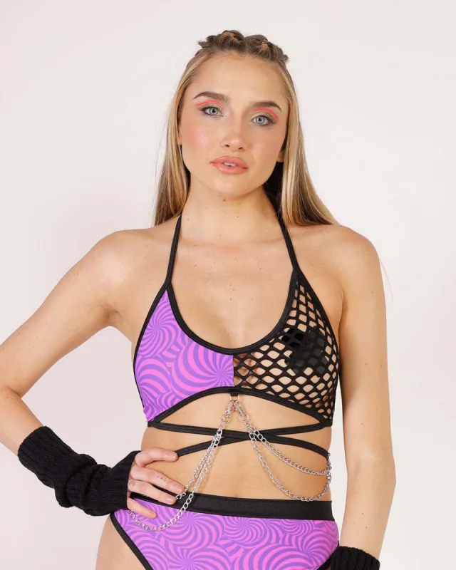 Rolita Couture x iHR Super Wonky Splice Friction Chain Top sold by iHeartRaves