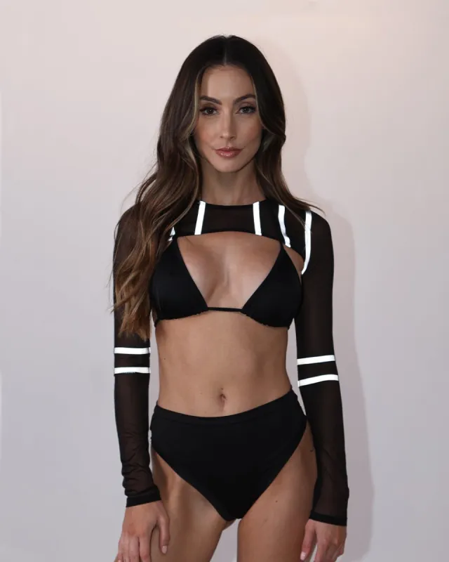 Unisex Reflective Wave Mesh Ultra Crop Long Sleeve sold by iHeartRaves