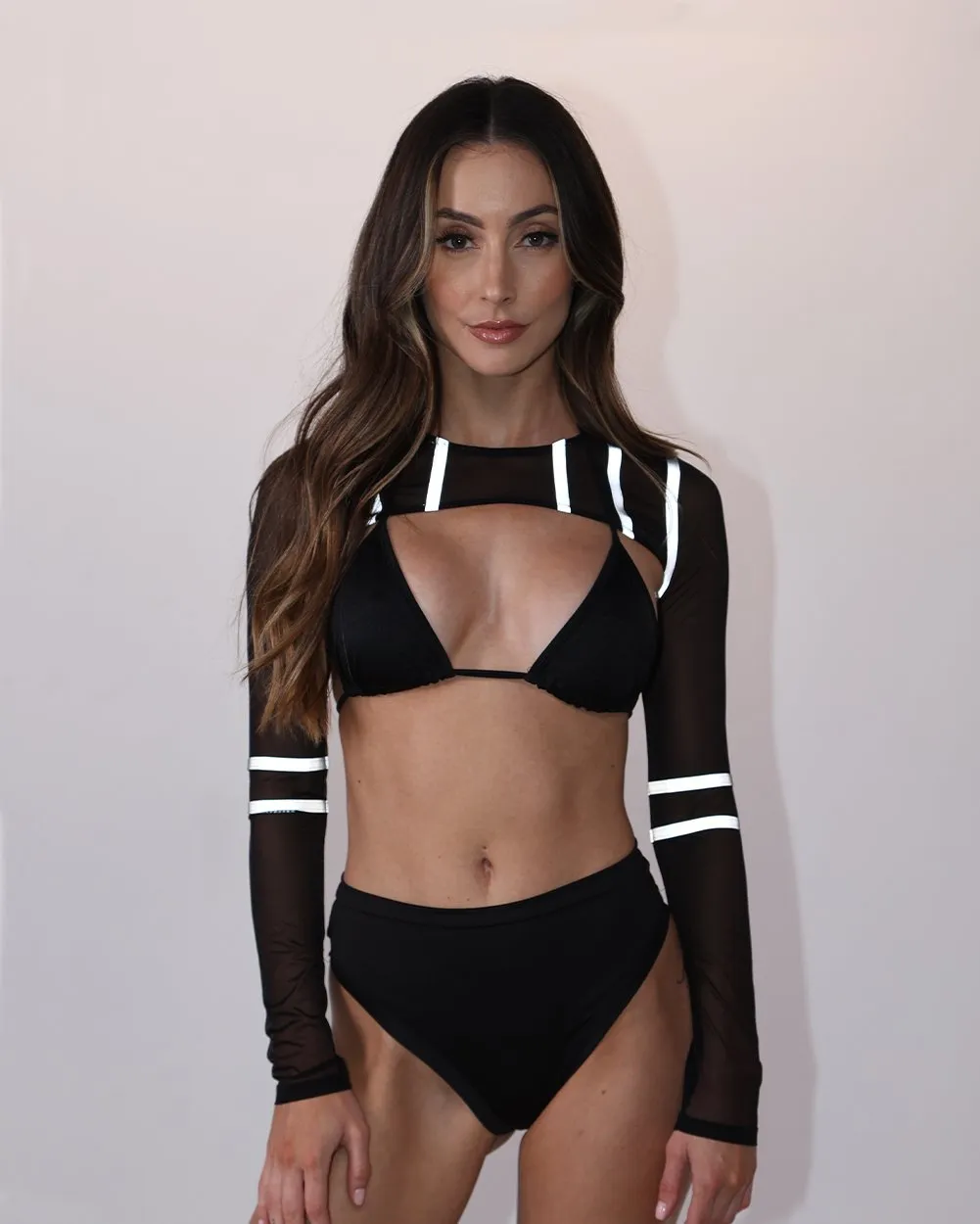 Unisex Reflective Wave Mesh Ultra Crop Long Sleeve sold by iHeartRaves