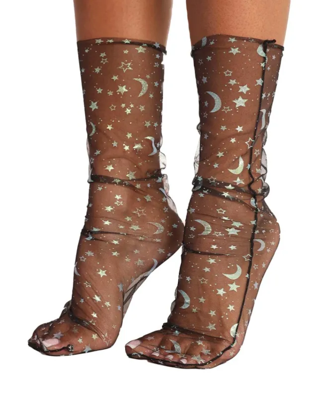 Promise the Moon Celestial Mesh Socks sold by iHeartRaves