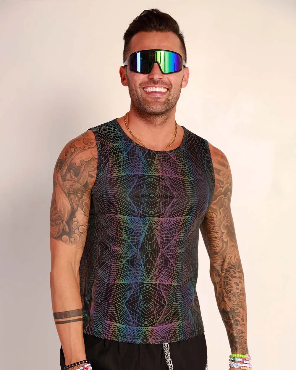 Deep Night Rainbow Reflective Men's Tank Top sold by iHeartRaves product image thumbnail 3