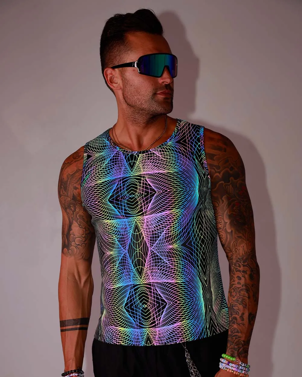 Deep Night Rainbow Reflective Men's Tank Top sold by iHeartRaves