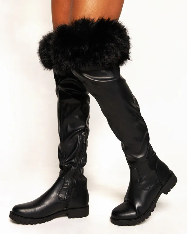 Cat Walk Furry Knee High Boots sold by iHeartRaves