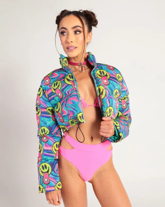 Happy Hour Cropped Puffer Jacket sold by iHeartRaves