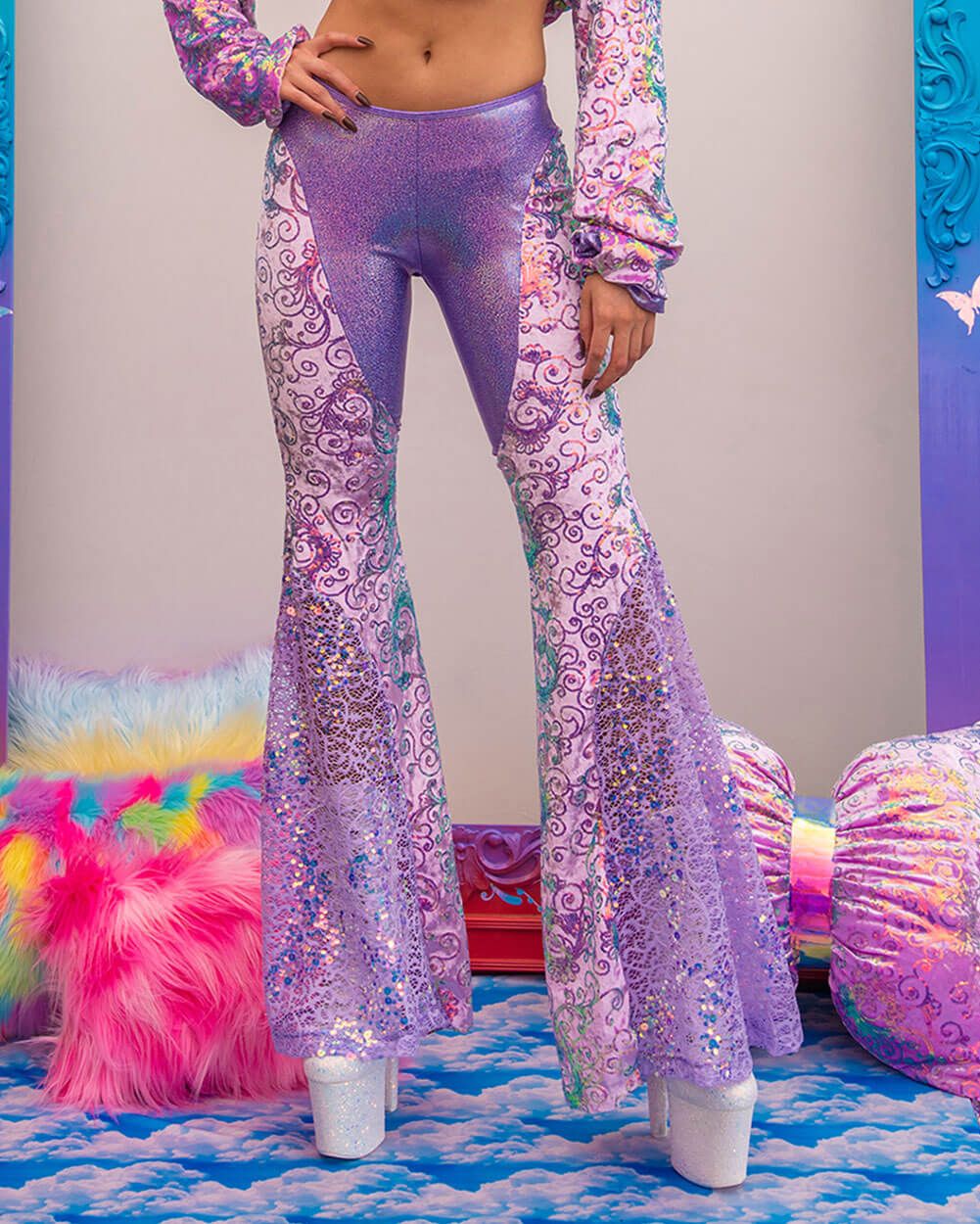 Moonlight Muse Swirly Bell Bottom Pants sold by iHeartRaves