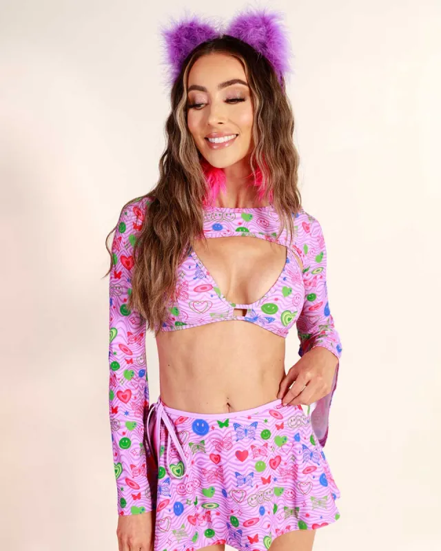 Love Spiral Hearts Ultra Bell Crop Top sold by iHeartRaves