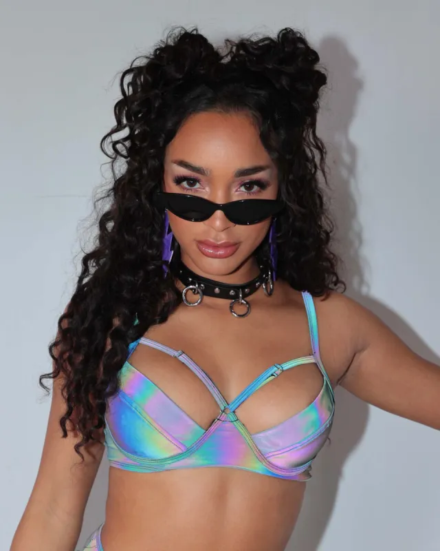 Seeking Sensations Rainbow Reflective Bra Top sold by iHeartRaves