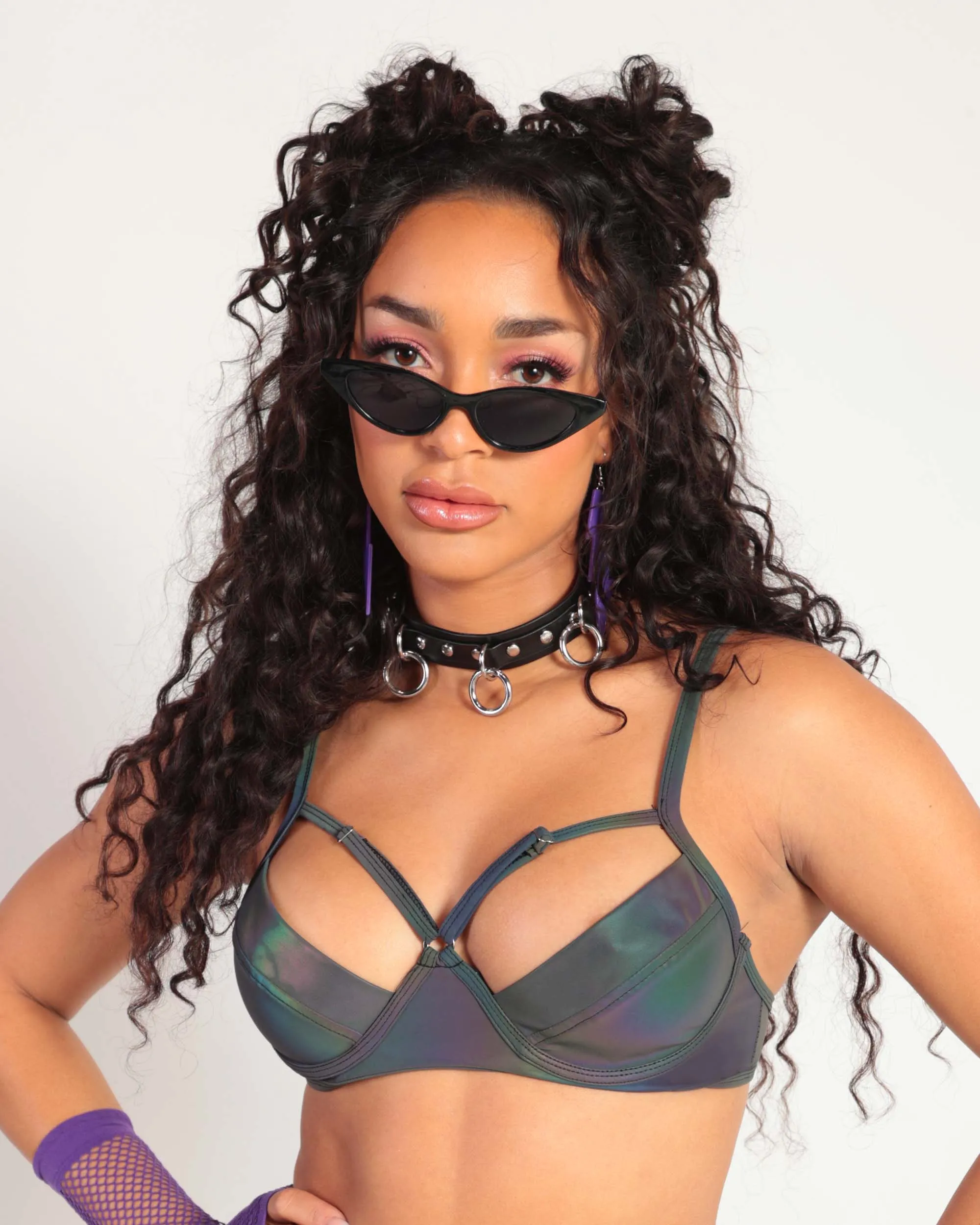 Seeking Sensations Rainbow Reflective Bra Top sold by iHeartRaves product image thumbnail 2