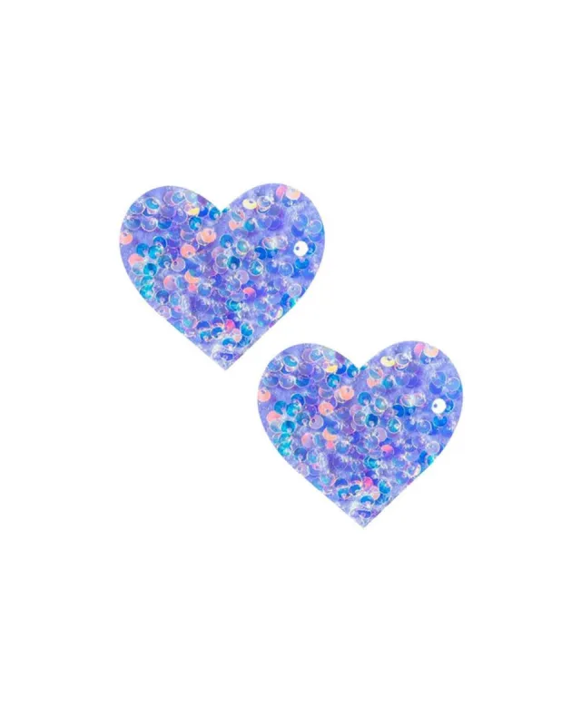 Neva Nude Rainbow-Speckled Heart Holo Pasties sold by iHeartRaves