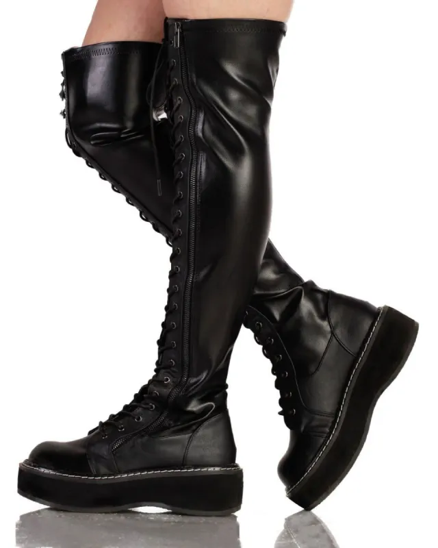 Demonia Thigh High Lace Up Boots sold by iHeartRaves