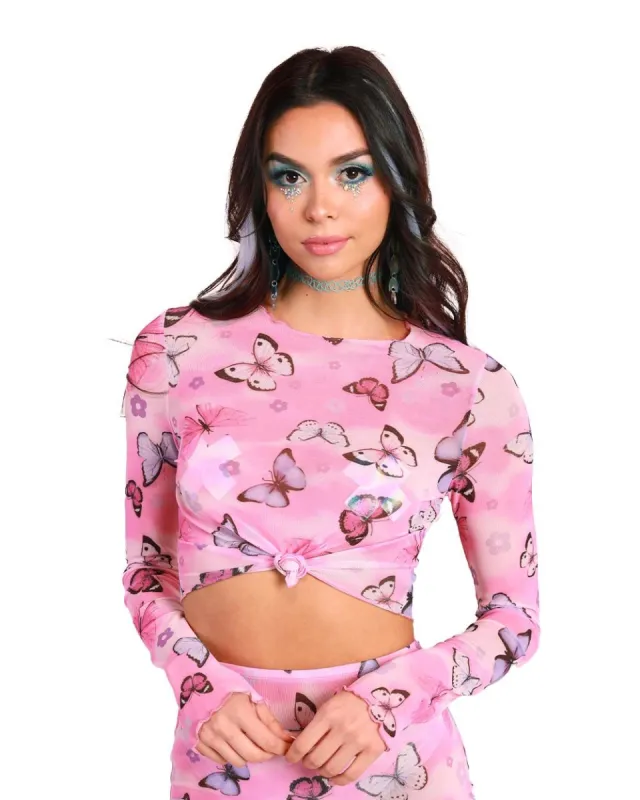 A Beautiful Fleeting Moment Mesh Long Sleeve Top sold by iHeartRaves
