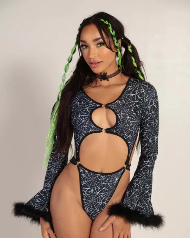 Pretty But Deadly Spiderweb Cutout Bodysuit sold by iHeartRaves