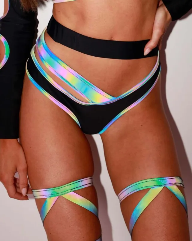 Rainbow Bomb Reflective Cutout Bottoms sold by iHeartRaves