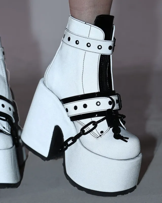 Demonia Buckle Up Reflective Ankle Boots sold by iHeartRaves